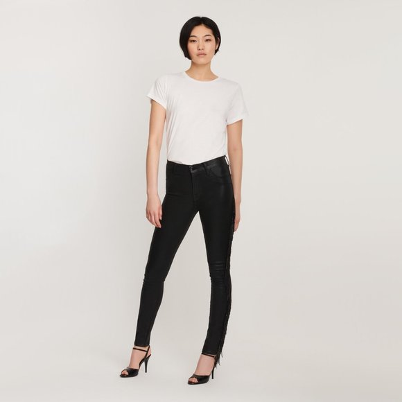 J Brand black crystal fringe high rise skinny jeans - Picture 6 of 16